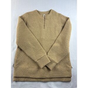CALLA Women's Textured Pullover‎ Sweater 1/4 Zip Casual Comfort XS Tan